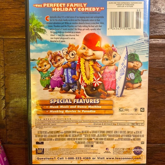 Alvin & The Chipmunks ChipWrecked DVD movie Rated G video special features 2011​ - Picture 3 of 8